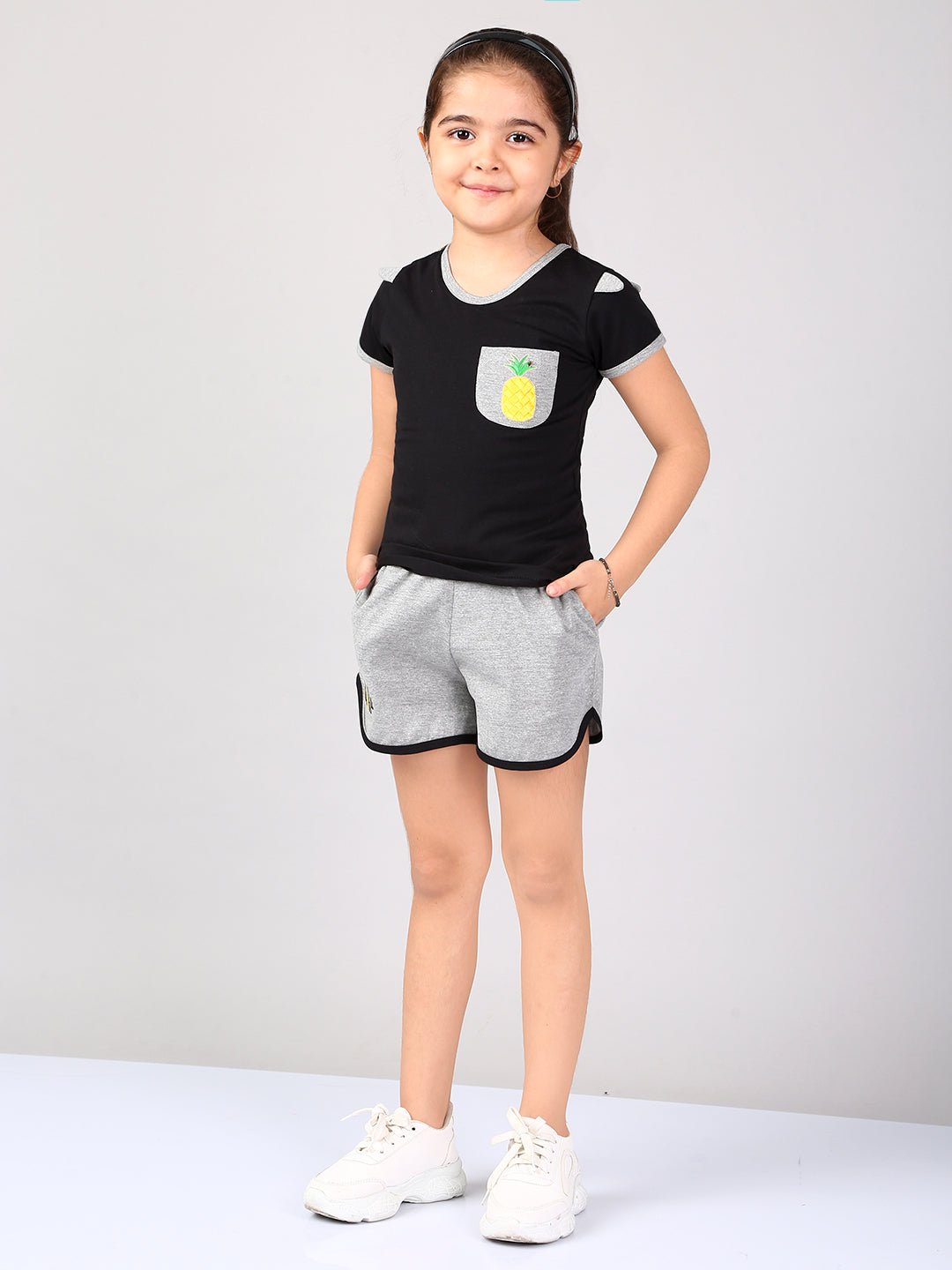 Girls Solid Cotton Top and Shorts