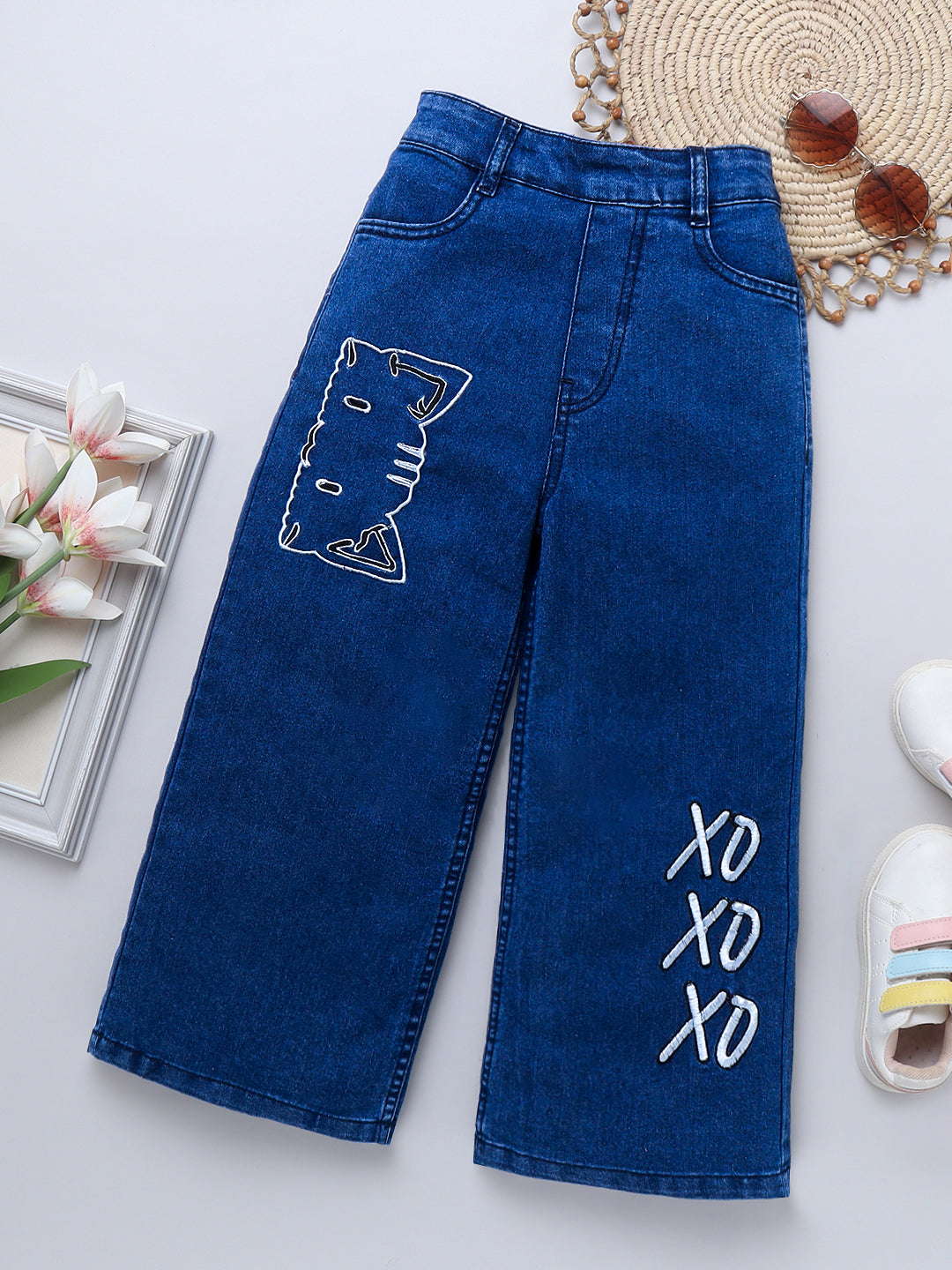 Girls Denim Embroidered Jeans