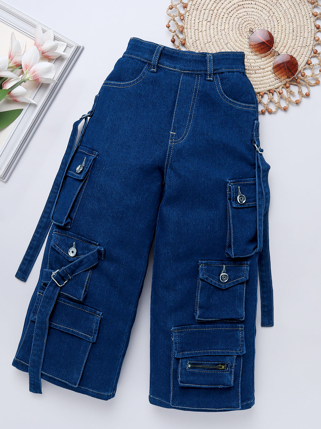 Girls Denim Ten Pockets Cargo