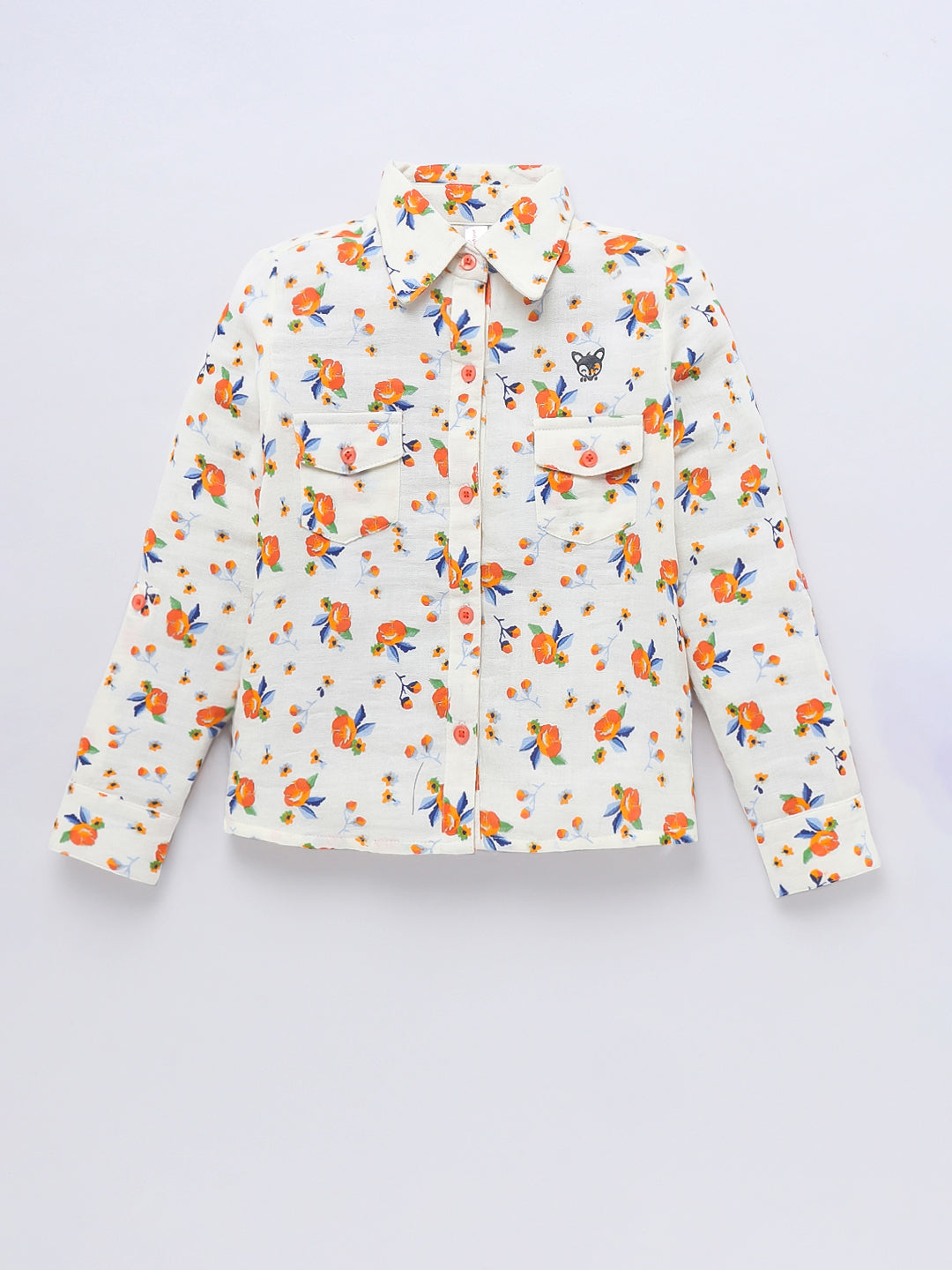 Girls Cotton Floral Shirt