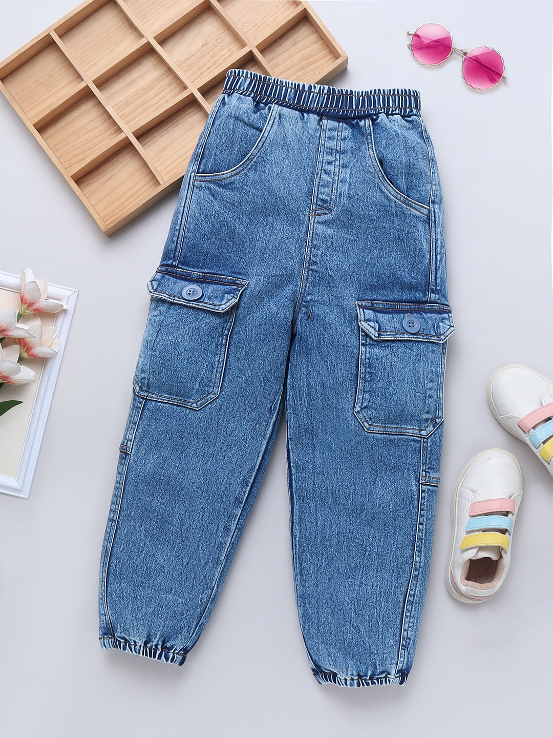 Girls Cotton Denim Cargo