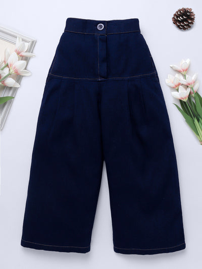 Girls Denim Pleated Jeans