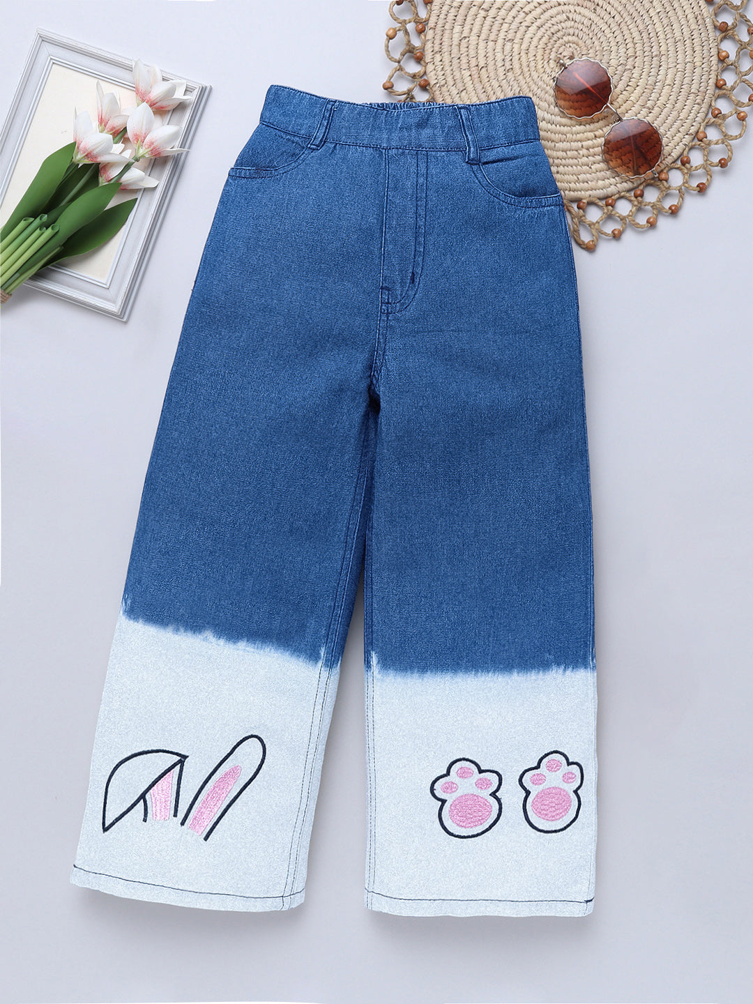 Girls Denim Embroidered Jeans