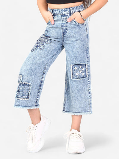 Girls Denim Embroidered Jeans