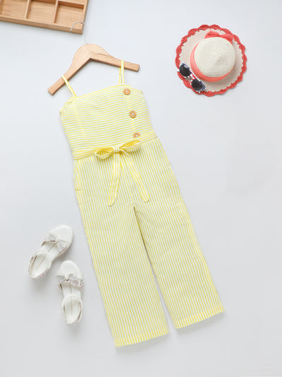 Girls Cotton Stripes Jumpsuit