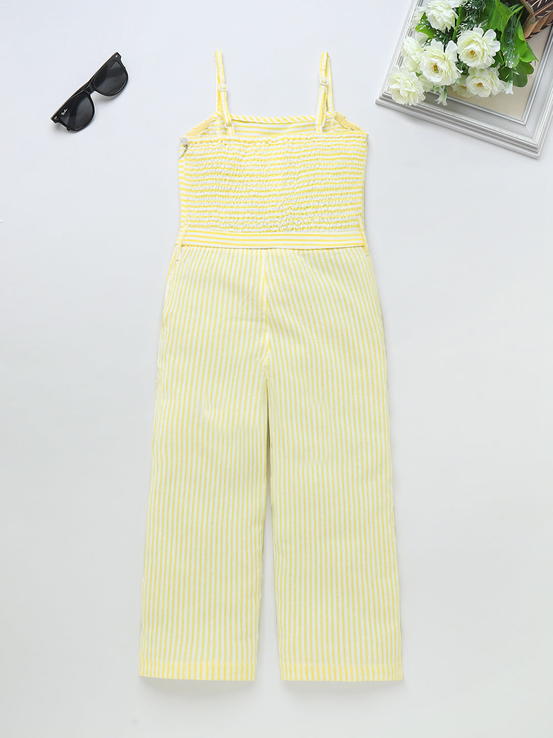 Girls Cotton Stripes Jumpsuit