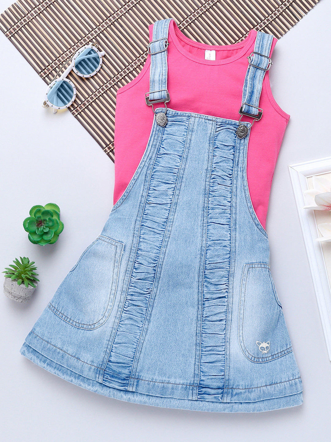 Girls Denim Dress with T-Shirt