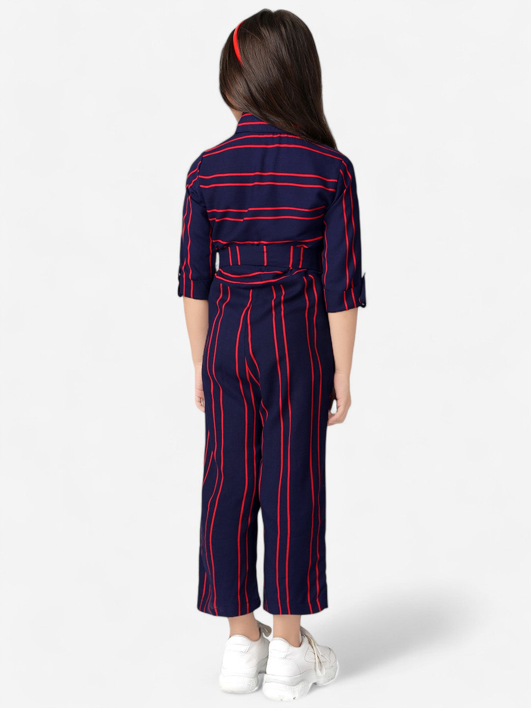 Girls Rayon Stripes Jumpsuit