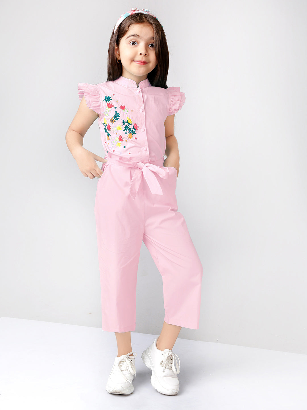 Girls Rayon Embroidered Jumpsuit