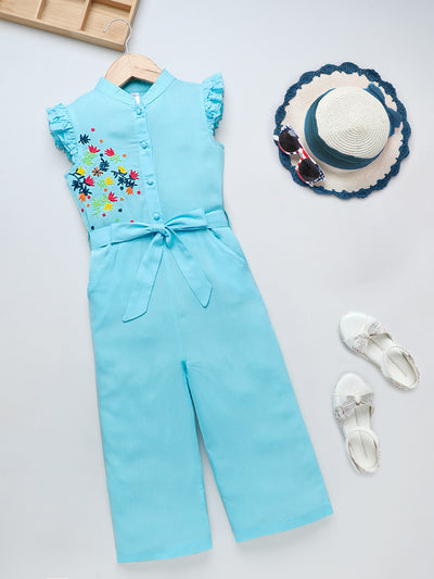 Girls Rayon Embroidered Jumpsuit