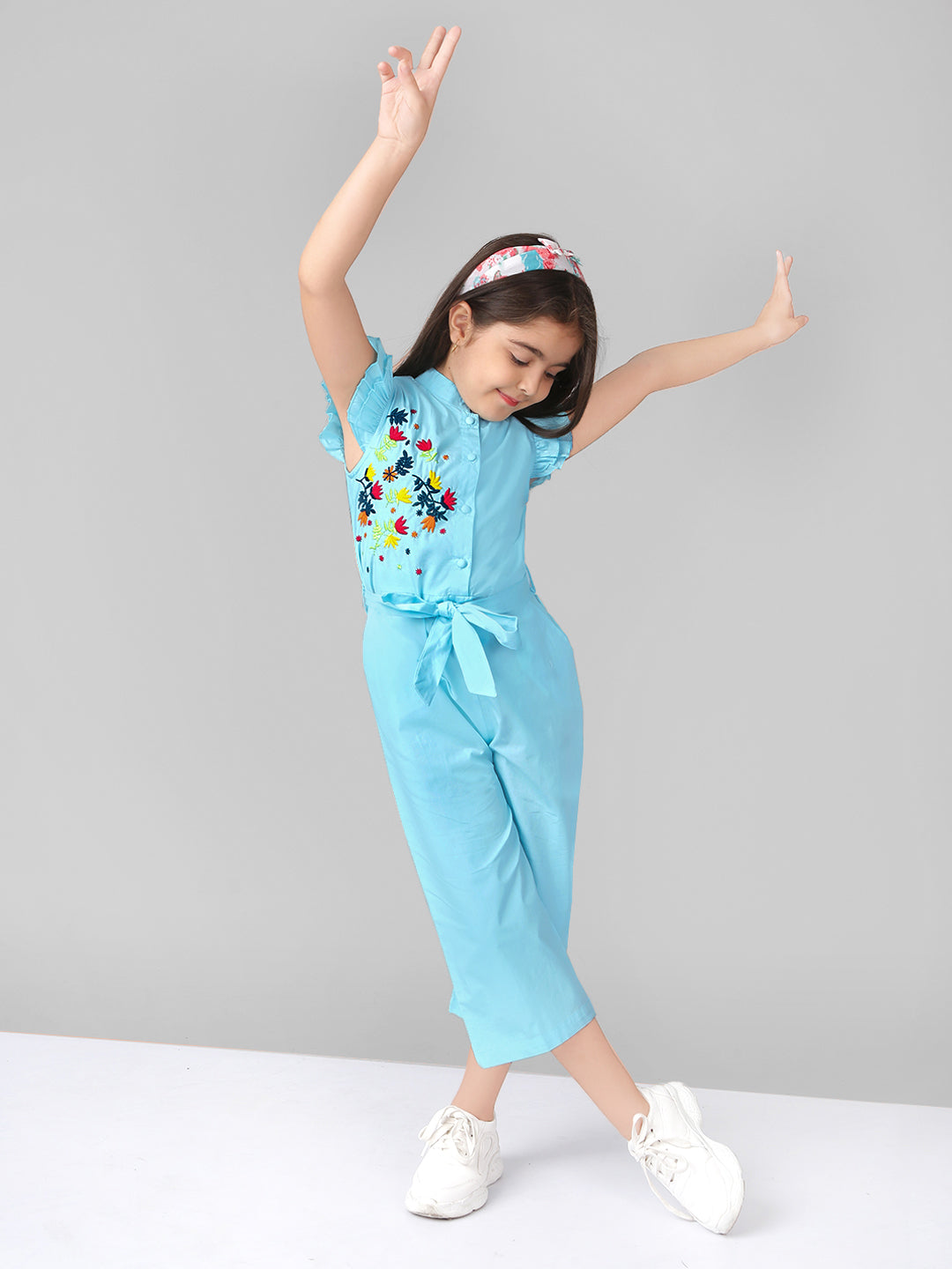 Girls Rayon Embroidered Jumpsuit