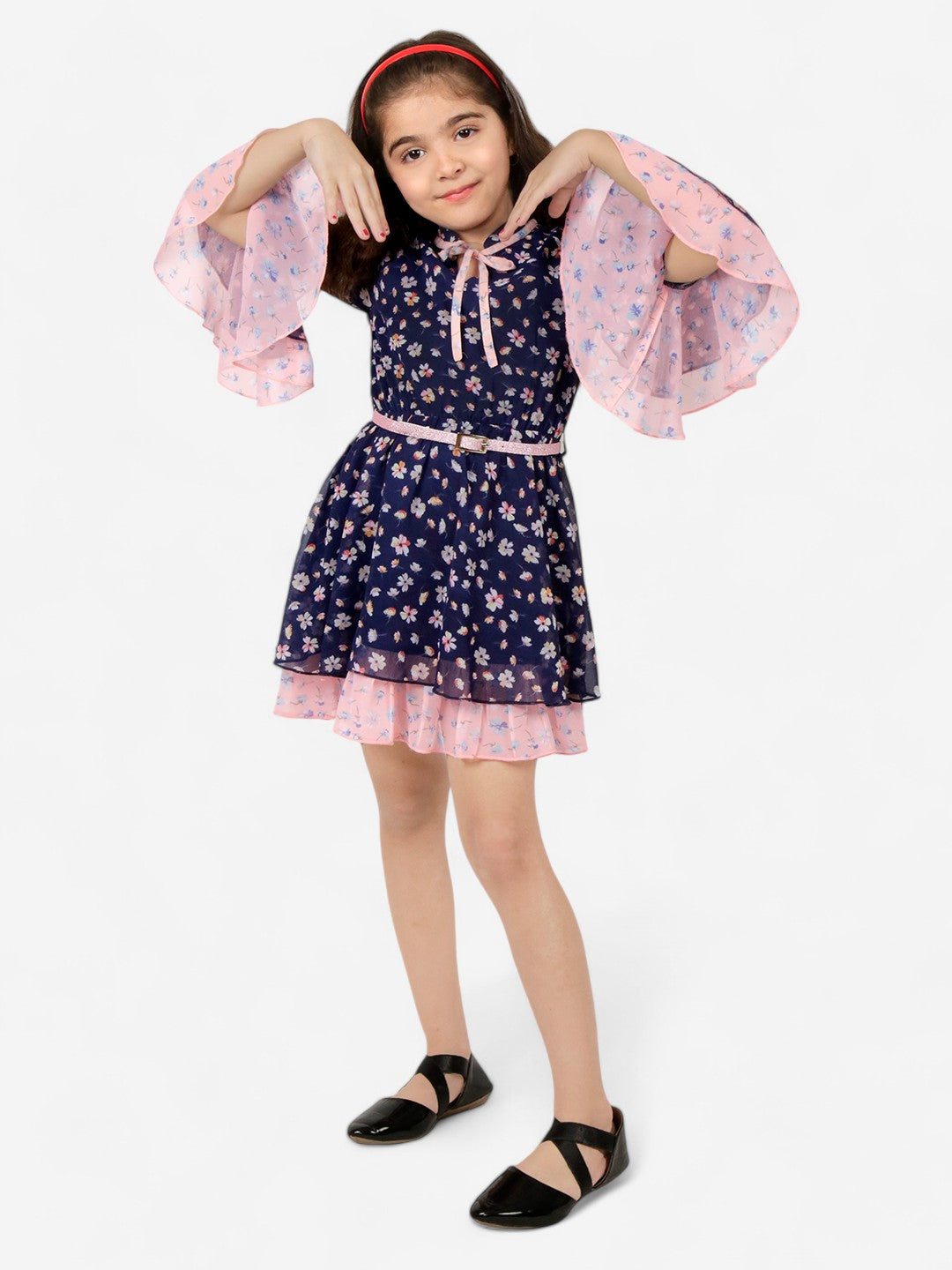 Girls Georgette Tie-Up Dress