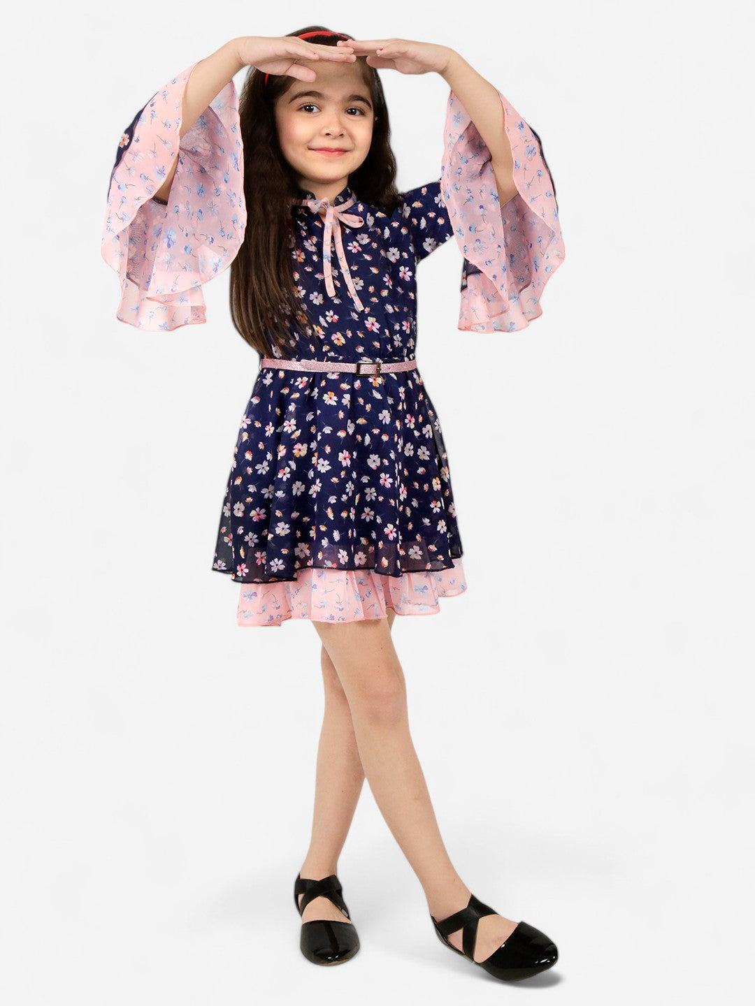 Girls Georgette Tie-Up Dress