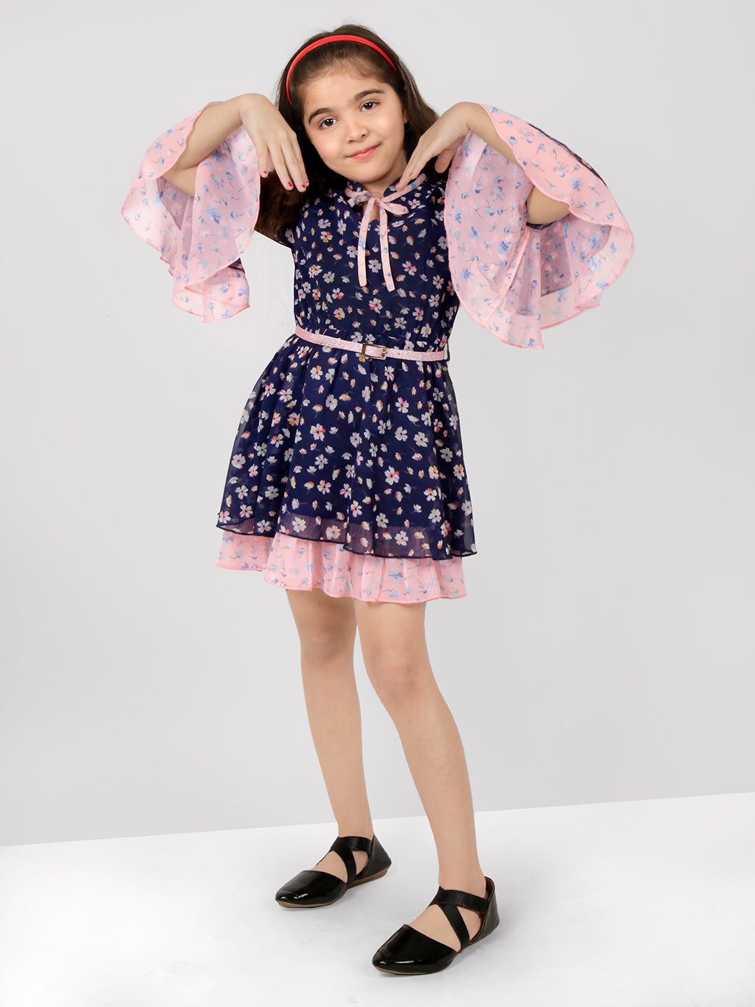 Girls Georgette Tie-Up Dress