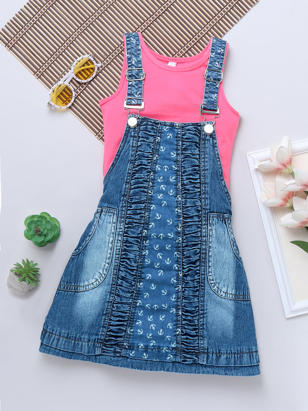 Girls Denim Dress with T-Shirt