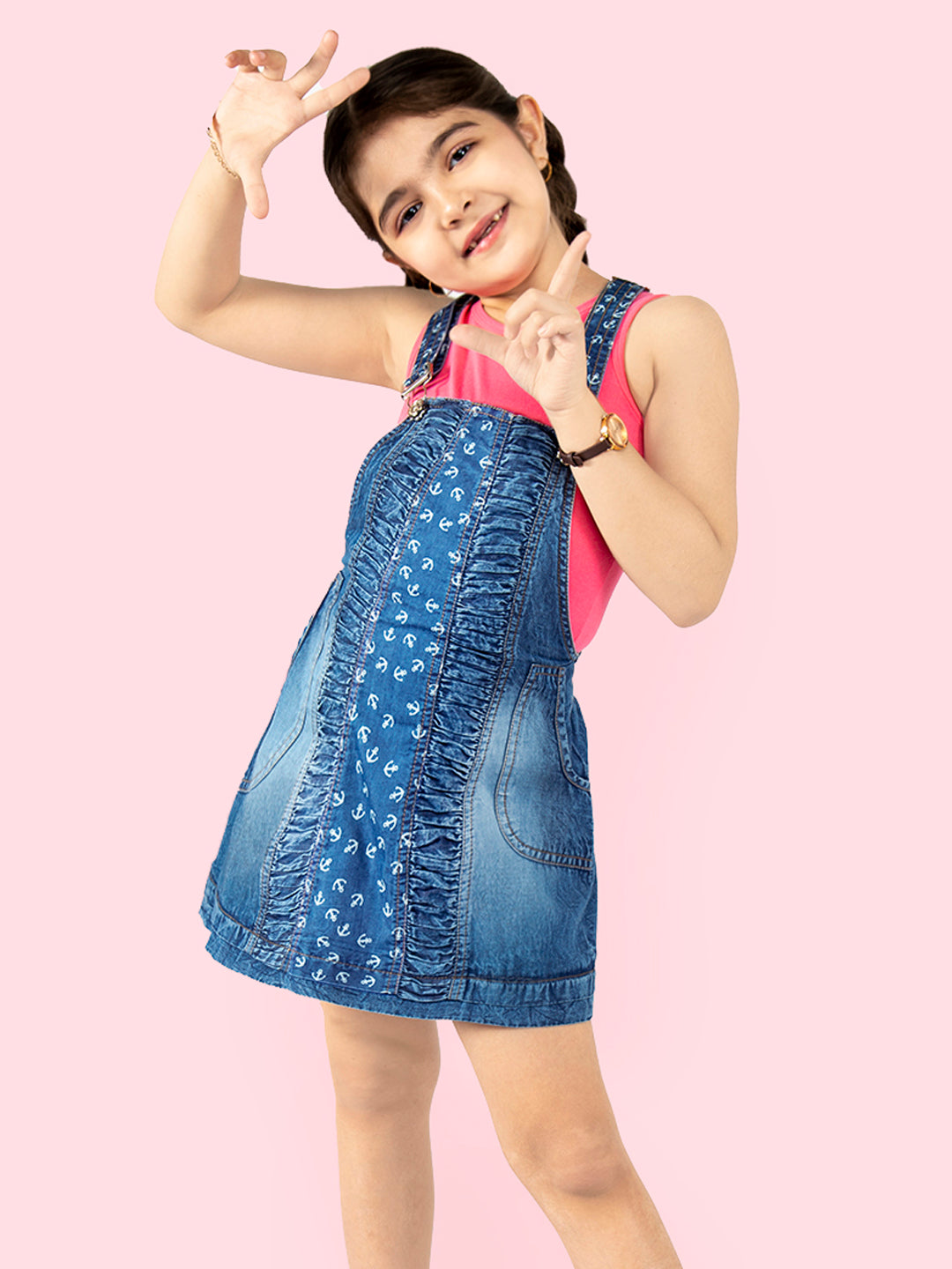 Girls Denim Dress with T-Shirt