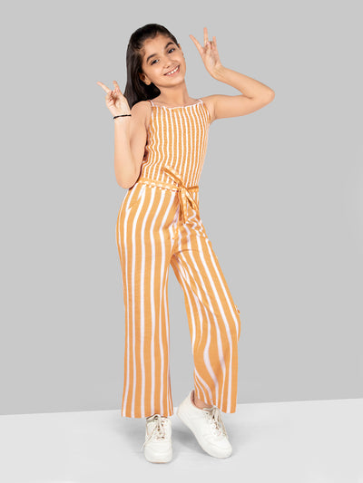 Girls Cotton Stripes Jumpsuit