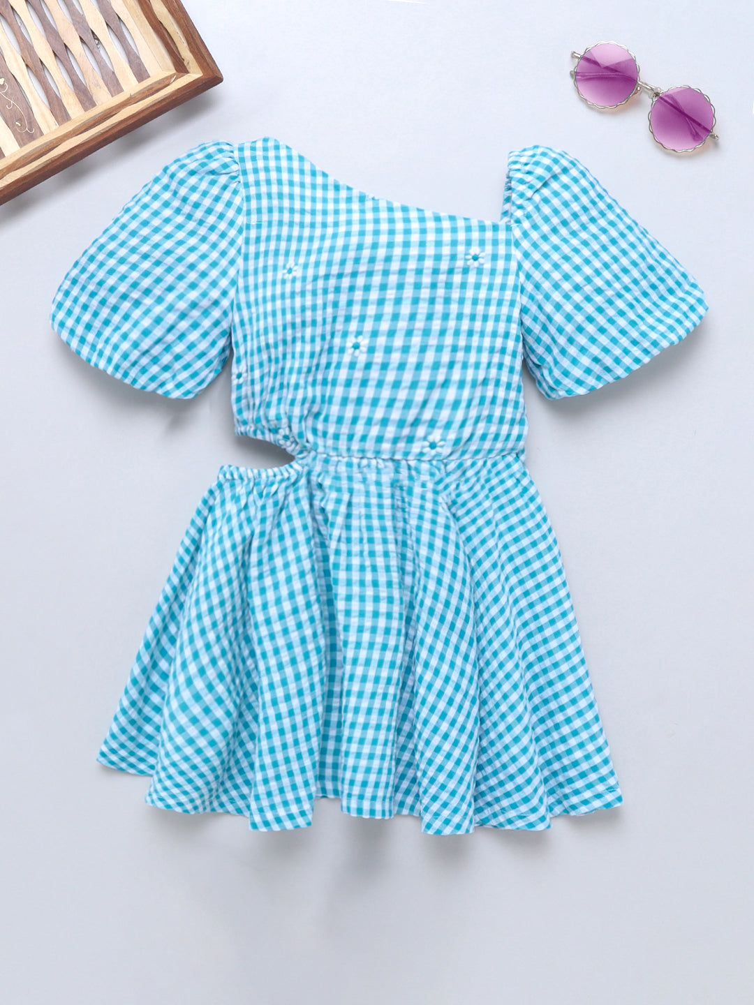 Girls Cotton Checks Dress