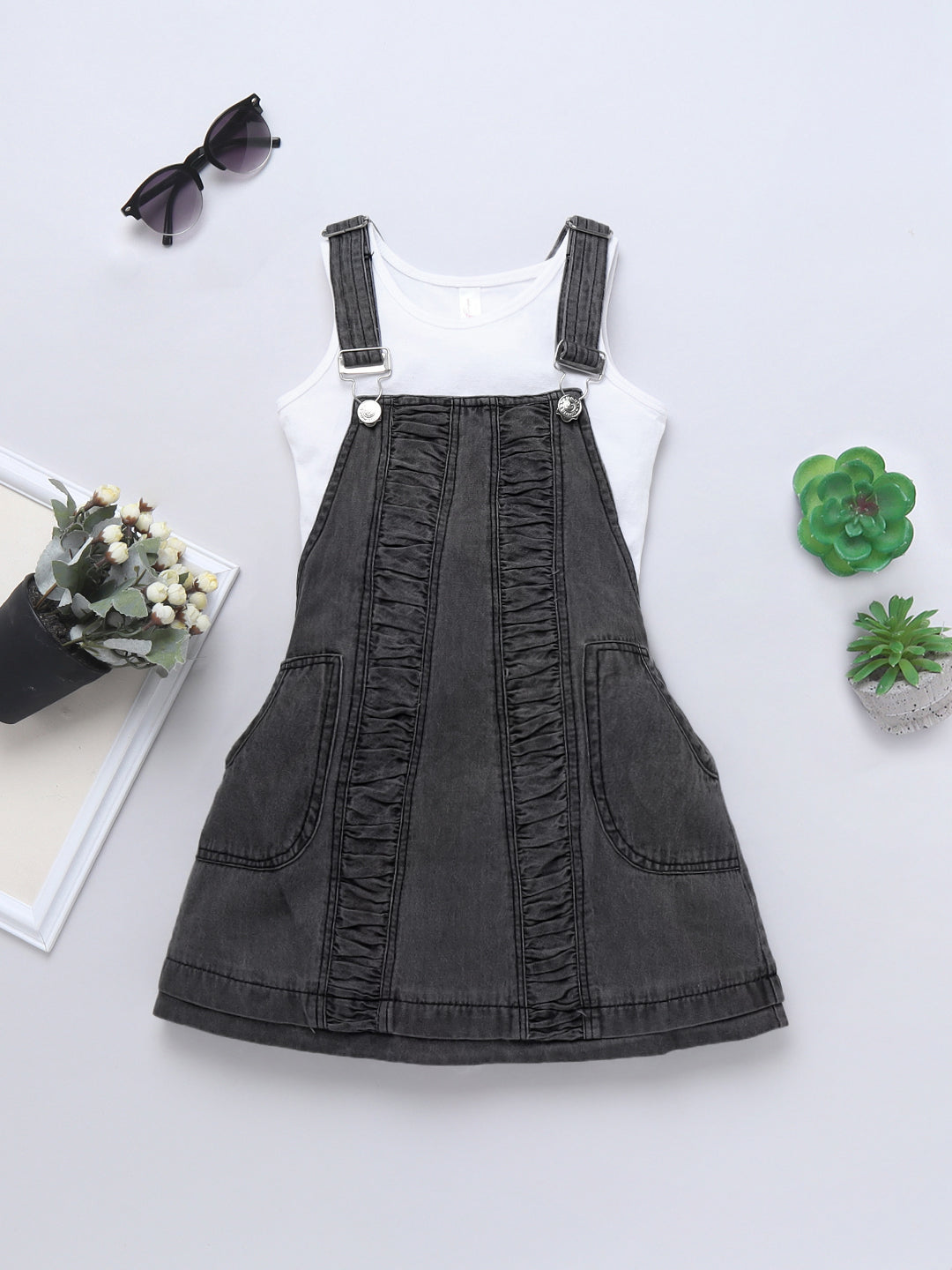 Girls Denim Dress with T-Shirt