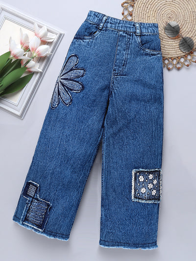 Girls Denim Embroidered Jeans