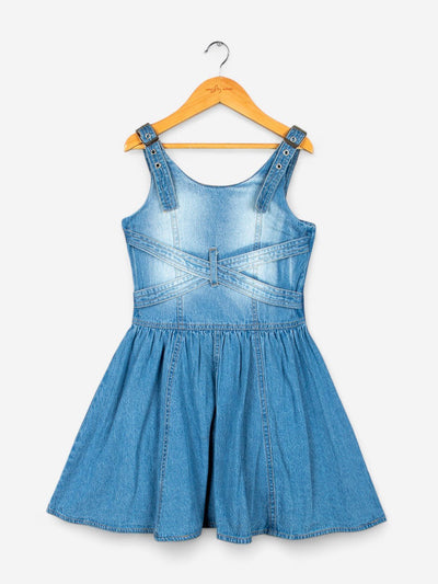 Girls Denim Flared Dress