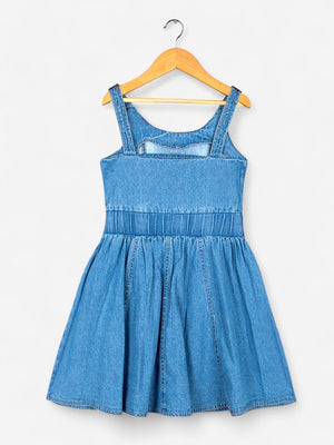 Girls Denim Flared Dress