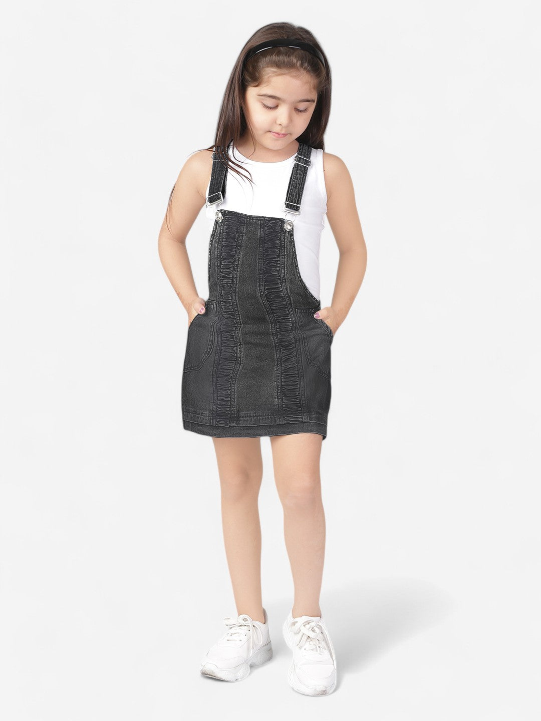 Girls Denim Pinafore Dress with T Shirt Naughty Ninos