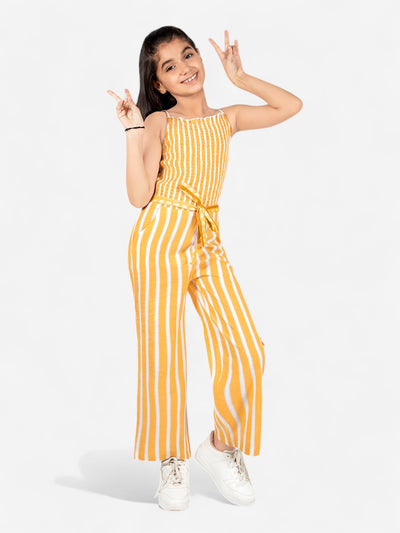 Girls Cotton Stripes Jumpsuit