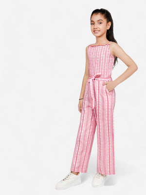 Girls Cotton Stripes Jumpsuit