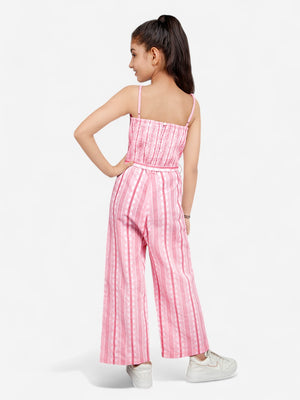 Girls Cotton Stripes Jumpsuit