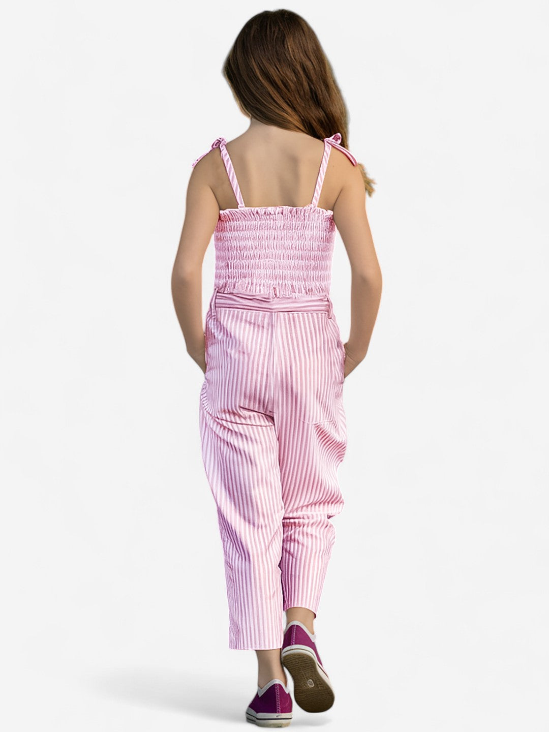 Girls Cotton Stripes Jumpsuit