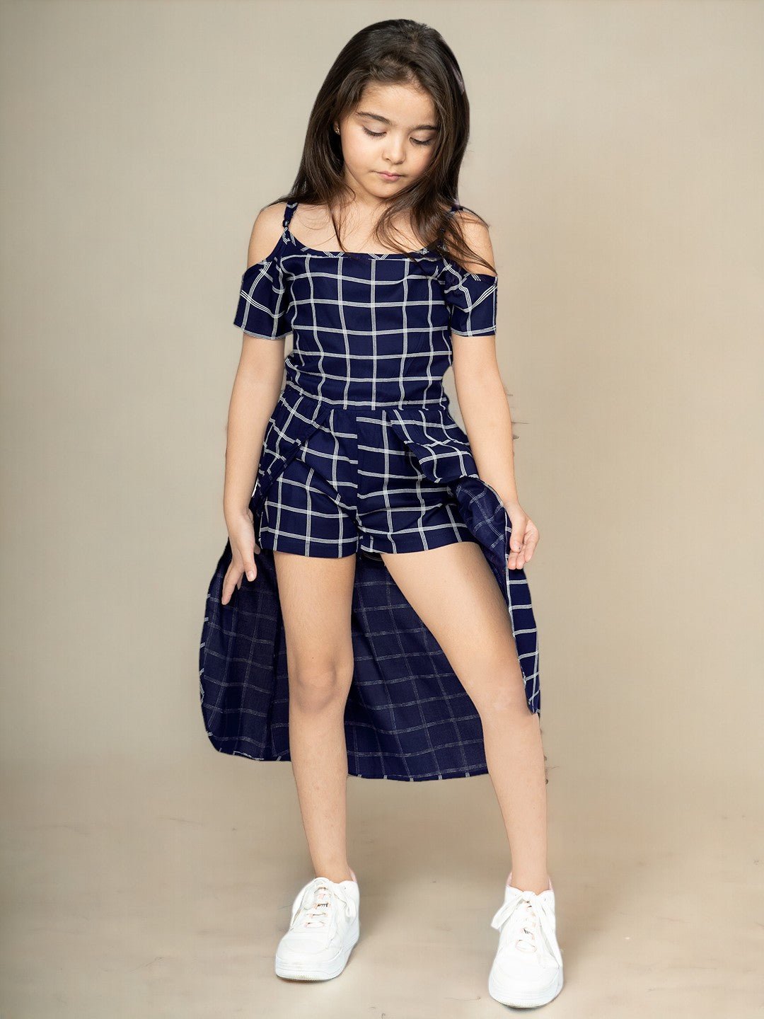 Girls Checked Fit & Flare Dress