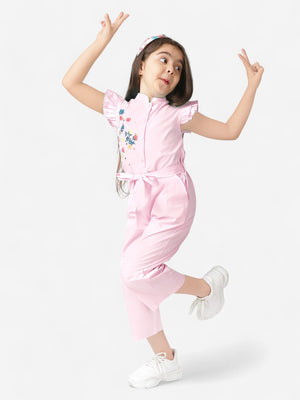 Girls Rayon Embroidered Jumpsuit