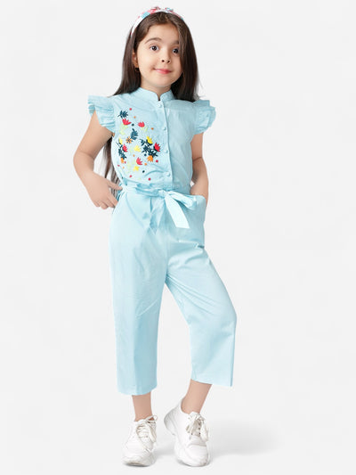 Girls Rayon Embroidered Jumpsuit