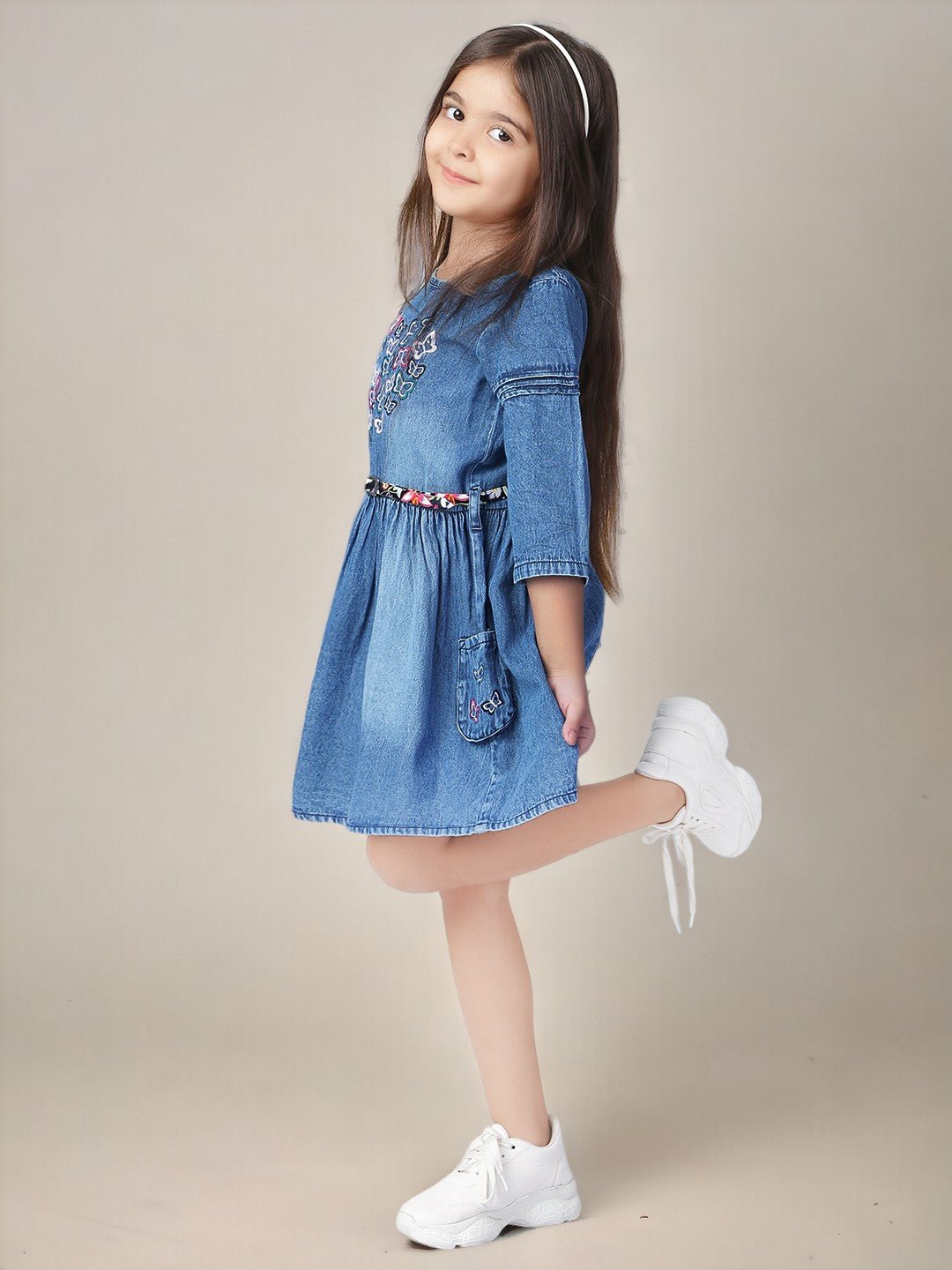 Denim Fit-and-Flare Dress