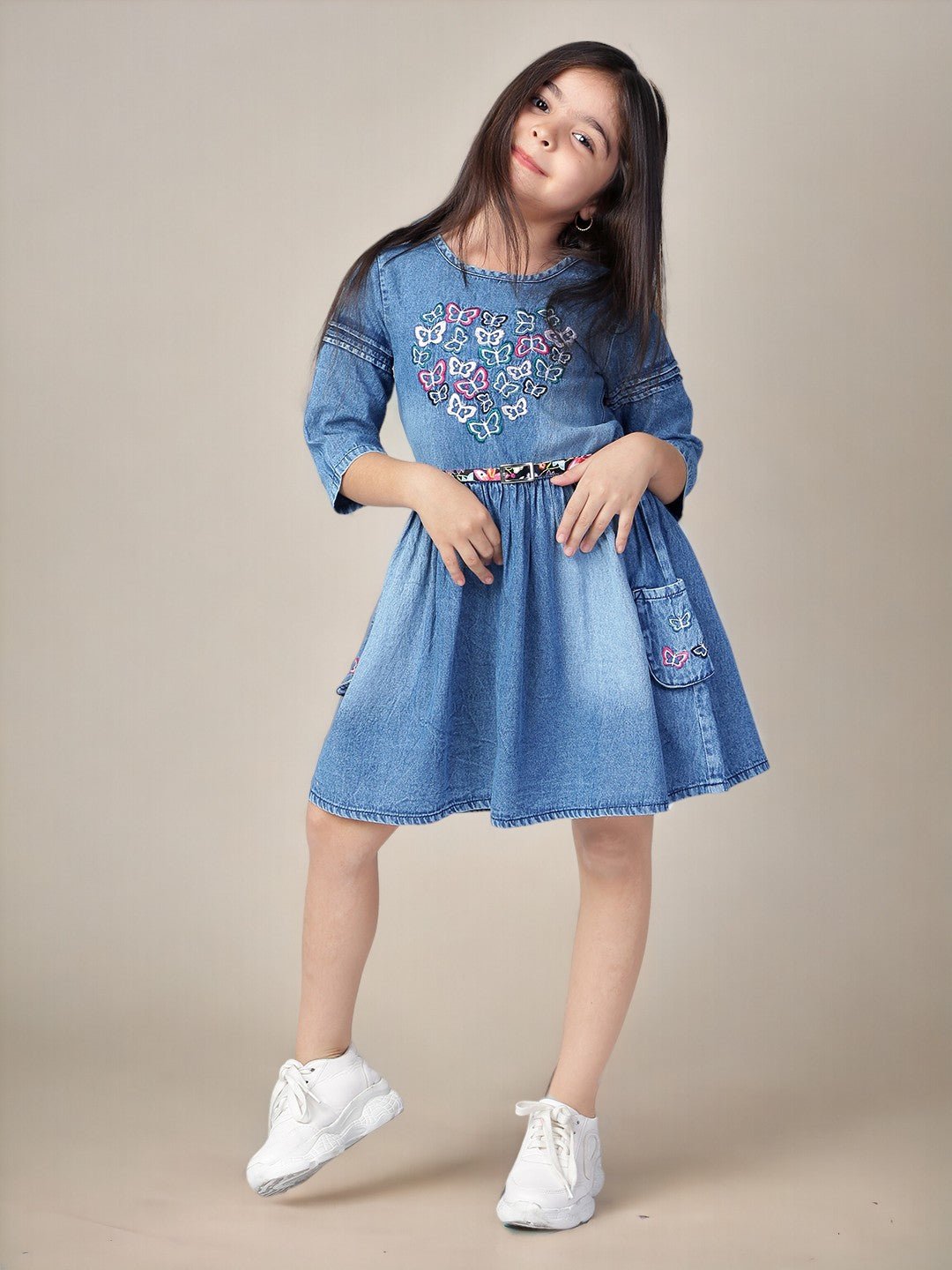 Girls Embroidered Fit & Flare Dress