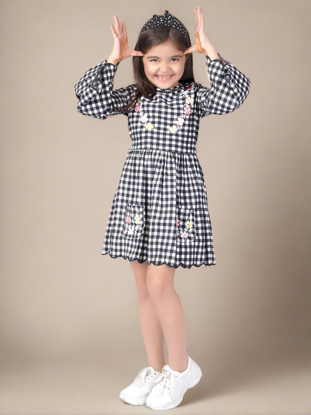 Girls Checked A-Line Dress