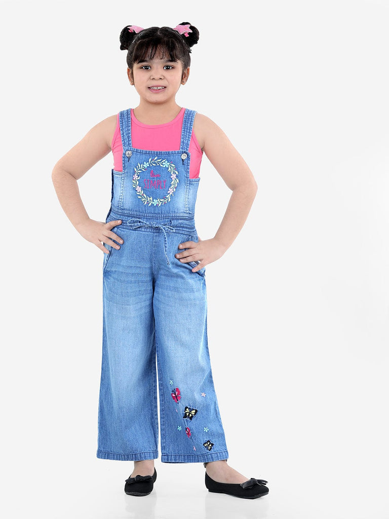Buy online Girls Round Neck Solid Denim Dungarees from girls for Women by  Being Naughty for ₹800 at 71% off